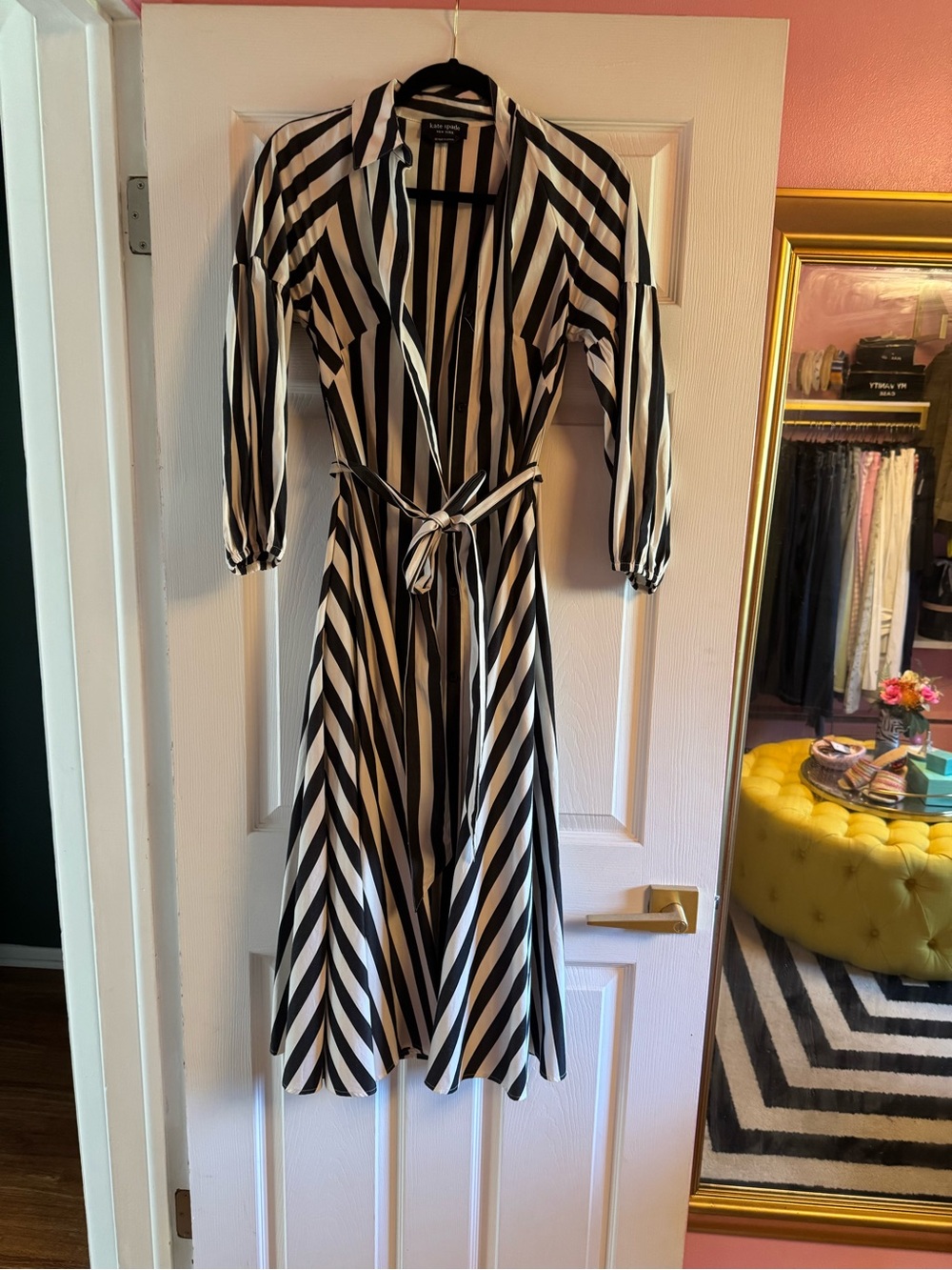 Kate Spade Terrace Striped Tie-Waist Midi Dress Size XS - Picture 5 of 6